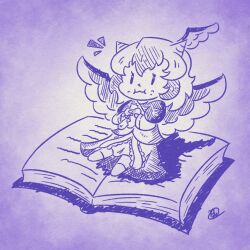 Rule 34 | 1girl, :3, bird wings, book, curiosities of lotus asia, eating, horns, hot dog, iced lemon, sitting, solo, tokiko (touhou), touhou, wings