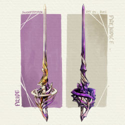 artist_name commentary english_commentary english_text fantasy no_humans original purple_background rapier simple_background sinlaire still_life sword weapon weapon_focus white_background