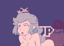1boy 1girl 1up ahegao animated animated_gif ass bouncing_breasts breasts crown doggystyle earrings facial_hair fucked_silly gameplay_mechanics hat hetero implied_sex jewelry long_hair mario mario_(series) minuspal mustache nintendo nude open_mouth orgasm out-of-frame_censoring princess princess_peach rolling_eyes sex sex_from_behind super_mario_bros._1 text_focus tongue tongue_out