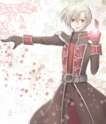 Rule 34 | 1boy, black gloves, black pants, black shirt, blonde hair, commentary request, cosplay, cowboy shot, dated commentary, gloves, green eyes, kamen rider, kamen rider wizard, kamen rider wizard (cosplay), kamen rider wizard (series), looking at viewer, male focus, open mouth, pants, priest (ragnarok online), ragnarok online, red shirt, sharari, shirt, short hair, smile, solo, two-tone shirt