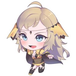 Rule 34 | 1girl, ahoge, bay skecth, bodystocking, circlet, commission, fire emblem, fire emblem fates, full body, gold cape, lowres, nintendo, open mouth, ophelia (fire emblem), panties, second-party source, toeless footwear, underwear, yellow panties