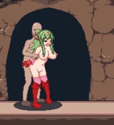 1boy 1girl animated animated_gif boots bouncing_breasts breasts club cum cum_in_pussy fire_emblem fire_emblem_awakening gloves grabbing_another&#039;s_ass green_hair groping high_heel_boots high_heels large_breasts mswdmaku nintendo nipples pixel_art ponytail rape red_gloves ryona sex sex_from_behind tagme thigh_boots tiki_(adult)_(fire_emblem) tiki_(fire_emblem) video weapon