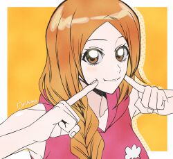 Rule 34 | 1girl, absurdres, bleach, bleach: sennen kessen-hen, highres, inoue orihime, long hair, low ponytail, n (nauki 11), orange hair, ponytail, solo