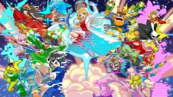 18-volt 5-volt 6+boys 6+girls 9-volt alien ana_(warioware) ashley_(warioware) black_hair blue_hair blue_shirt boomerang brown_hair coat dr._crygor dress dribble_(warioware) facial_hair fingerless_gloves game_cg glitch gloves goggles goggles_on_headwear helmet highres holding holding_sword holding_weapon hood hoodie jimmy_t jumpsuit kat_(warioware) long_hair lulu_(warioware) master_mantis mike_(warioware) mona_(warioware) multiple_boys multiple_girls mustache nintendo official_art orange_hair orbulon pants penny_crygor pink_hair pink_pants pyoro_(warioware) red_(warioware) red_dress red_footwear red_hoodie rocket_launcher scarf shirt spitz sword taxi third-party_source tinted_eyewear twintails wario warioware warioware:_get_it_together! weapon white_coat white_pants yellow_jumpsuit young_cricket