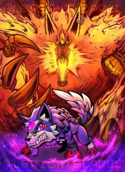 Rule 34 | corruption, digicore, digimon, digimon (creature), fire, helloogarmon, loogamon, sharp teeth, teeth
