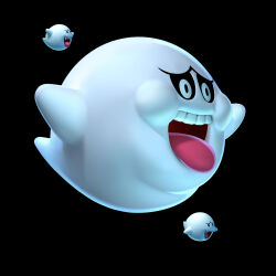 3d absurdres black_background boo_(mario) boohemoth ghost highres new_super_mario_bros._2 no_humans official_art open_mouth simple_background teeth tongue tongue_out upper_teeth_only