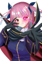 Rule 34 | 1girl, 264 (user ffyd3374), absurdres, ahoge, ascot, black cloak, black gloves, blue hair, blue jacket, blue ribbon, blunt bangs, breasts, cloak, code geass, colored inner hair, cosplay, gloves, glowing, glowing eye, hair ribbon, highres, hololive, jacket, large breasts, long sleeves, looking at viewer, minato aqua, multicolored hair, purple eyes, purple hair, reaching, reaching towards viewer, ribbon, simple background, smile, solo, streaked hair, symbol in eye, two-tone hair, two side up, upper body, v-shaped eyebrows, virtual youtuber, white background, zero (code geass), zero (code geass) (cosplay)