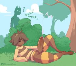 ? antennae bee bug bush cum cumming exhibitionism insect male_focus masturbation penis public_indecency source_request striped tagme tinysmallman