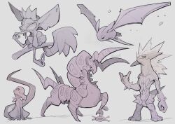 1other :3 absurdres animal_ears arm_at_side artist_name bat_(animal) closed_mouth creatures_(company) crobat dripping fang flying full_body furry game_freak gen_2_pokemon gen_5_pokemon gen_7_pokemon gen_8_pokemon grafaiai grey_background half-closed_eyes hand_up highres lizard long_hair looking_at_viewer monkey monochrome \n/ nintendo paldean_wooper pokemon pokemon_(creature) salandit scarvii scolipede signature simple_background sitting sketch skin_fang spiked_hair spikes standing tail tongue tongue_out toxtricity toxtricity_(amped) trait_connection twitter_username upside-down