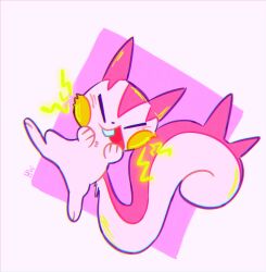 Rule 34 | closed eyes, commentary, electricity, full body, gen 4 pokemon, happy, highres, light blush, lynn (daisiloou), nintendo, no humans, open mouth, pachirisu, pokemon, pokemon (creature), pokemon focus, solo, teeth, upper teeth only