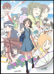 Rule 34 | 10s, 6+boys, 6+girls, age difference, baby, bad id, bad pixiv id, badminton racket, bag, black hair, black socks, blue legwear, blush, book, brown hair, cat, closed eyes, cloud, collared shirt, condor queens, condor queens gaikoku, condor queens kogara, condor queens youki, copyright name, dora (tari tari), dot nose, everyone, facial hair, family, father and daughter, flower, gagame, glasses, goatee, hair ornament, hairclip, hat, headphones, highres, holding, horse, hydrangea, ikezaki tayoru, instrument, kneehighs, loafers, long hair, looking at viewer, looking away, maeda atsuhiro, miyamoto konatsu, miyamoto makoto, mother and daughter, multiple boys, multiple girls, music, mustache, necktie, ocean, okita sawa, okita shiho, okita shouichi, old, old man, open mouth, pen, pencil, pig, piglet, playing instrument, poemu (tari tari), ponytail, racket, sabure, sakai keisuke, sakai mahiru, sakai wakana, school bag, school uniform, shirt, shoes, short hair, short sleeves, siblings, skirt, sky, smile, socks, surfboard, sweater vest, takahashi tomoko, takakura naoko, tanaka haruka (tari tari), tanaka taichi, tari tari, twintails, umbrella, utsugame, v, white shirt