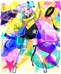 Rule 34 | full body, gen 4 pokemon, highres, iono (pokemon), mismagius, multicolored hair, open mouth, pokemon, pokemon (creature), pokemon sv, sharp teeth, teeth, two-tone hair