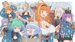 6+girls ahoge amane_kanata angel_wings animal_ears artist_name asacoco axolotl bibi_(tokoyami_towa) blonde_hair blue_hair blush bow braid breasts carrot carrot_hair_ornament chicken_(food) chicken_leg choker chopsticks cleavage creature demon_girl demon_tail dragon_girl dragon_horns dragon_tail drooling ear_piercing closed_eyes food food-themed_hair_ornament food_themed_hair_ornament fried_chicken green_hair hachimaki hair_ornament hairband happi headband heterochromia highres holding holding_chopsticks hololive hololive_english hololive_indonesia horn_bow horns japanese_clothes jewelry kiryu_coco large_breasts light_purple_hair lion_ears lion_girl long_hair moona_hoshinova mouth_drool multicolored_hair multiple_girls murasaki_shion necklace nejiri_hachimaki off-shoulder_jacket off_shoulder open_mouth orange_hair piercing pointy_ears pot purple_hair red_eyes red_hair shirogane_noel shishiro_botan shorts side_braid side_ponytail silver_hair skull_hair_ornament sleeping stuffed_toy tail tail_ornament tail_piercing takanashi_kiara tank_top tokoyami_towa twintails two-tone_hair uruha_rushia usada_kensetsu usada_pekora vinhnyu virtual_youtuber wings yellow_eyes