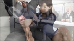 1boy 1girl 3d animated animated_gif blazer brown_hair censored cum ejaculation handjob hetero jacket jalashi large_penis lowres mosaic_censoring penis solo_focus teacher testicles