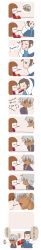 1girl 2boys absurdres artist_request blush brown_hair chibi cigarette dark-skinned_male dark_skin english_text food_in_mouth highres k&#039;_(kof) kula_diamond long_image maxima multiple_boys pocky pocky_in_mouth tall_image the_king_of_fighters translation_request white_hair