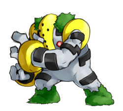 gen_4_pokemon good_frog legendary_pokemon moss nintendo no_humans pokemon pokemon_(creature) regigigas simple_background solo white_background