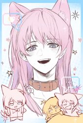 2girls absurdres animal_ears bang_dream! bang_dream!_it&#039;s_mygo!!!!! blue_eyes blush brown_hair chihaya_anon collar dog_ears grey_eyes hero45439083942 highres long_hair multiple_girls nagasaki_soyo open_mouth pink_hair