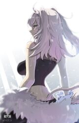 Rule 34 | 1girl, artist request, expressionless, hololive, looking back, shishiro botan, shishiro botan (1st costume), source request, sweat, sweatdrop, tagme, tail