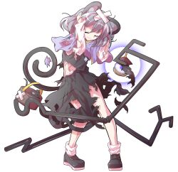 1girl alphes_(style) animal_ears arm_up bandaid bandaid_on_head basket bishamonten&#039;s_pagoda black_dress blue_capelet breasts capelet closed_eyes closed_mouth commentary_request crying dairi defeat dowsing_rod dress full_body grey_hair hands_on_own_head holding holding_with_tail jewelry large_variant_set long_sleeves mouse_(animal) mouse_ears mouse_tail nazrin necklace parody pendant prehensile_tail shirt short_hair small_breasts solo style_parody tachi-e tail torn_capelet torn_clothes torn_dress torn_shirt touhou transparent_background variant_set x_x