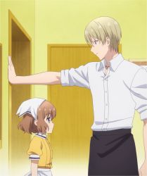 1boy 1girl blend_s dino_(blend_s) highres hoshikawa_mafuyu screencap kabedon