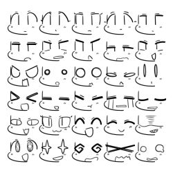 &gt;_&lt; +_+ :&lt; :3 :d :t @_@ angry closed_mouth commentary dizzy english_commentary multiple_expressions greyscale happy ini_(inunabe00) monochrome o_o open_mouth original pout sleeping smile solid_oval_eyes star-shaped_pupils star_(symbol) symbol-shaped_pupils tears v-shaped_eyes