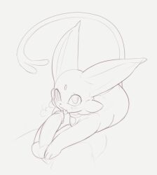 1boy animal_collar animal_focus animal_sexualization bestiality breath collar erection espeon fellatio forehead_jewel gen_2_pokemon grey_background greyscale kekitopu looking_at_viewer lying monochrome nintendo on_stomach open_mouth oral penis pokemon pokemon_(creature) simple_background sketch solo_focus testicles tongue tongue_out