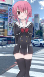 chaos;child highres kanzaki_nyo looking_at_viewer onoe_serika pink_eyes pink_hair split_mouth tagme
