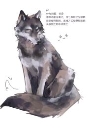 animal_focus chinese_text highres myers-briggs_type_indicator no_humans original qiekkk simple_background tail tail_wagging translation_request white_background wolf