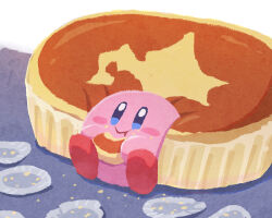 :t blue_eyes blush_stickers bread closed_mouth commentary_request eating food holding holding_food kirby kirby_(series) miclot nintendo no_humans