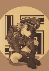 1girl blonde_hair boots loli nazi shena_apfel swastika tagme