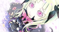 Rule 34 | 1girl, anime screenshot, blazblue, blazblue: calamity trigger, bow, cat, cross, dress, dutch angle, foreshortening, frills, from above, fukuma mitsuru, game cg, gothic lolita, hair ribbon, inverted cross, lips, lolita fashion, long hair, nago, non-web source, official art, pale skin, petals, pink eyes, rachel alucard, ribbon, twintails, white hair