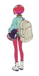 1girl amate_yuzuriha bag beanie bodysuit boots full_body gundam gundam_gquuuuuux haro hat highres jacket mecha_pilot_suit multicolored_bodysuit normal_suit_(gundam) official_art red_hair short_hair solo transparent_background