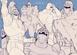 Rule 34 | 1boy, 1girl, abs, alisa mackintosh, armor, artist request, biceps, carrying, couple, crossed arms, helmet, hetero, injury, kinnikuman, large pectorals, looking at another, manly, muscular, pectorals, robin mask, shaded face, wrestling outfit