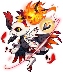 1other black_wings chibikemo creature cross-shaped_pupils dragon dragon_village_(series) dragon_village_collection feathered_wings fire forked_tail furry game_cg halo_around_horn horns lowres multiple_wings official_art single_horn symbol-shaped_pupils tail temiz_(dragon_village) temiz_(judge)_(dragon_village) third-party_source transparent_background wings yellow_eyes