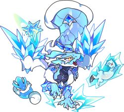 animal berris_(dragon_village) dragon dragon_village_(series) dragon_village_collection ermine frostina_(dragon_village) frostina_(ice_king)_(dragon_village) frozen game_cg ice ice_wings no_humans official_art third-party_source transparent_background weasel wings