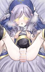 07th_expansion 1futa 1girl :o absurdres aged_down ahoge anus artist_request ascot ass bar_censor censored cum cum_in_pussy disembodied_penis dlanor_a._knox drill_hair drill_sidelocks flat_chest furudo_erika futa_with_female futanari grey_hair groping hair_between_eyes hat heart highres legs loli long_hair long_sleeves looking_at_viewer lying missionary multiple_girls navel no_panties no_pupils on_back on_bed open_mouth penis pinned pov puffy_long_sleeves puffy_sleeves pussy sex sidelocks spread_legs thighs tongue umineko_no_naku_koro_ni vaginal yellow_eyes