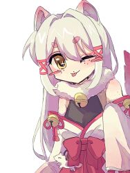 Rule 34 | 1girl, animal ears, artist request, black bodysuit, body freckles, bodysuit, bow, breasts, commission, fox ears, fox girl, fox tail, freckles, frills, fur collar, gohei, hair between eyes, hair bow, hair ornament, hair ribbon, highres, indie virtual youtuber, japanese clothes, kagari kitsune, large breasts, long hair, long sleeves, messy hair, multicolored hair, nontraditional miko, pink hair, red ribbon, ribbon, sidelocks, simple background, skeb commission, skirt, sleeves past fingers, sleeves past wrists, slit pupils, tail, virtual youtuber, white hair, yellow eyes