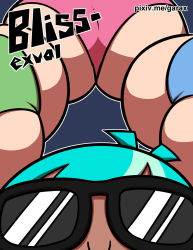 Rule 34 | 4girls, ass, bliss (ppg), blossom (ppg), blue hair, blue panties, bubbles (ppg), buttercup (ppg), cartoon network, dark skin, garabato, green panties, looking at viewer, multiple girls, panties, pink panties, powerpuff girls, powerpuff girls (2016), siblings, sisters, smile, sunglasses, underwear