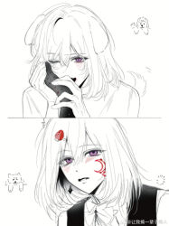 3girls animal_ears aver_(yumenokessho) bang_dream! bang_dream!_it&#039;s_mygo!!!!! blonde_hair blush commentary dog_ears dog_girl dog_tail dual_persona earrings fang food-themed_hair_ornament hair_between_eyes hair_ornament hand_on_another&#039;s_cheek hand_on_another&#039;s_face heart highres jewelry kemonomimi_mode medium_hair multiple_girls oblivionis_(bang_dream!) open_mouth parted_lips purple_eyes siy_(shengxiu760722) spoken_heart strawberry_hair_ornament symbol-only_commentary tail togawa_sakiko yumenokessho