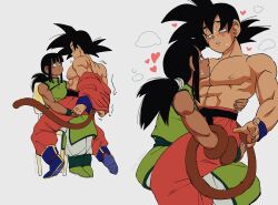 Rule 34 | 1boy, 1girl, abs, alternate skin color, arrow (symbol), artist name, assertive female, baggy pants, bare shoulders, black eyes, black hair, black sash, blue boots, blue wrist cuffs, blunt bangs, blunt sidelocks, blush, boots, breasts, breath, cal monssi, chair, chi-chi (dragon ball), china dress, chinese clothes, couple, dark skin, dragon ball, dragon ball (classic), dress, flustered, green boots, green dress, green wrist cuffs, hand on another&#039;s ass, heart, heavy breathing, hetero, highres, holding, holding another&#039;s waist, husband and wife, leg warmers, long hair, looking at another, low-tied long hair, lowered eyelids, muscular, muscular female, muscular male, nipples, on chair, open hand, open mouth, orange pants, orange shirt, pants, partially undressed, sash, shirt, sidelocks, sitting, sitting on lap, sitting on person, sleeveless, sleeveless dress, son goku, spiked hair, sweat, sweatdrop, tail, tan, topless male, torso grab, undressing, unworn clothes, white background, white pants, wrist cuffs