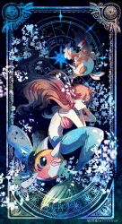 1girl bare_arms bikini breasts earrings full_body gen_1_pokemon goldeen green_tail hair_ornament highres jewelry long_hair medium_breasts mermaid mermaid_costume mermaid_misty_(pokemon) misty_(pokemon) monster_girl navel necklace nintendo orange_hair pokemon pokemon_(anime) pokemon_(classic_anime) seaking seashell shell shell_bikini sleeping solo swimsuit underwater water yyy9696yyy
