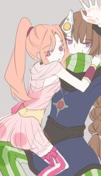 1girl ass breasts brother_and_sister final_fantasy final_fantasy_iv final_fantasy_iv:_the_after_years long_hair looking_at_viewer pink_hair porom siblings simple_background