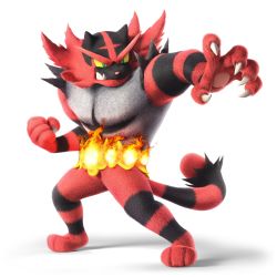 3d absurdres animal_ears arm_up cat_ears cat_tail claws clenched_hand clenched_teeth colored_sclera creatures_(company) fire full_body furry game_freak gen_7_pokemon green_eyes hand_up highres huge_filesize incineroar legs_apart nintendo official_art outstretched_arm pokemon pokemon_(creature) sharp_teeth simple_background smile solo striped super_smash_bros. tail teeth transparent_background yellow_sclera