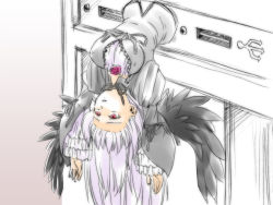 00s computer farge pink_eyes rozen_maiden solo suigintou usb white_hair wings