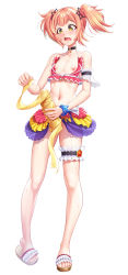 1boy androgynous bare_legs bare_shoulders bikini bikini_skirt censored embarrassed full_body girly_boy highres lapucelle_kakao large_penis lilith-soft long_hair looking_at_penis navel nipples open_mouth orange_hair penis penis_ribbon ribbon sexually_suggestive shiny_skin skirt sweat swimsuit taimanin_(series) taimanin_asagi taimanin_rpgx toes trap twintails yellow_eyes zol