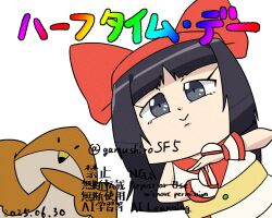 Rule 34 | 1girl, ainu clothes, artist name, black hair, chibi, dated, fingerless gloves, gloves, grey eyes, hair ribbon, japanese text, looking at viewer, mamahaha, nakoruru, ribbon, samurai spirits, snk, the king of fighters, translated