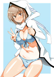 10s 1girl breasts brown_eyes brown_hair devil_survivor_(series) devil_survivor_2 female_focus large_breasts nitta_io sato_iori short_hair solo swimsuit