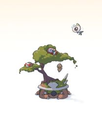 Rule 34 | bagutyu, bonsai, celebi, gen 1 pokemon, gen 2 pokemon, gen 4 pokemon, gen 7 pokemon, highres, kakuna, legendary pokemon, mythical pokemon, nest, nintendo, on tree, pokemon, pokemon (creature), rowlet, shell, sleeping, torterra