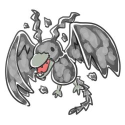 Rule 34 | digimon, digimon (creature), saberdramon, sharp teeth, simple background, solo, teeth, white background, wings