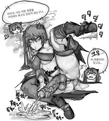 1futa absurdres aisha_landar angkor_(elsword) anus breasts cum elsword female_pubic_hair full-package_futanari fusion futanari futanari_masturbation guard highres joy korean_text large_breasts large_penis masturbation navel oz_sorcerer_(elsword) penis pubic_hair pussy spread_legs testicles